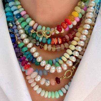 Natural Stone Semi-Precious Glass Mixed Necklace | 40NK9659: D