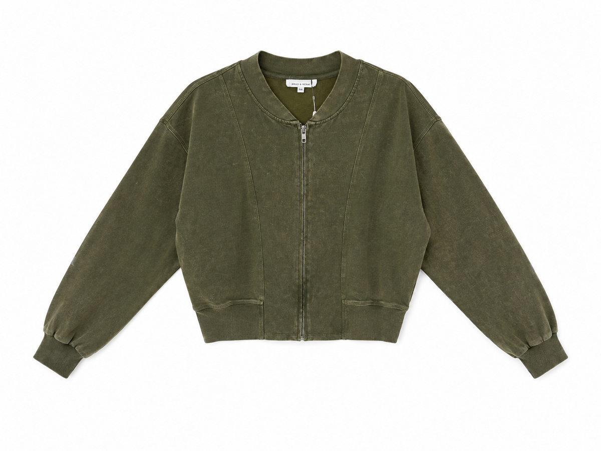 Brad & Rena Wren Mineral Wash Zip-Up Jacket - Olive
