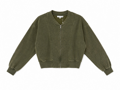 Brad & Rena Wren Mineral Wash Zip-Up Jacket - Olive