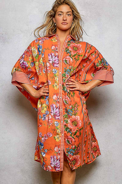 Orange Paradise Shirt Dress by POL