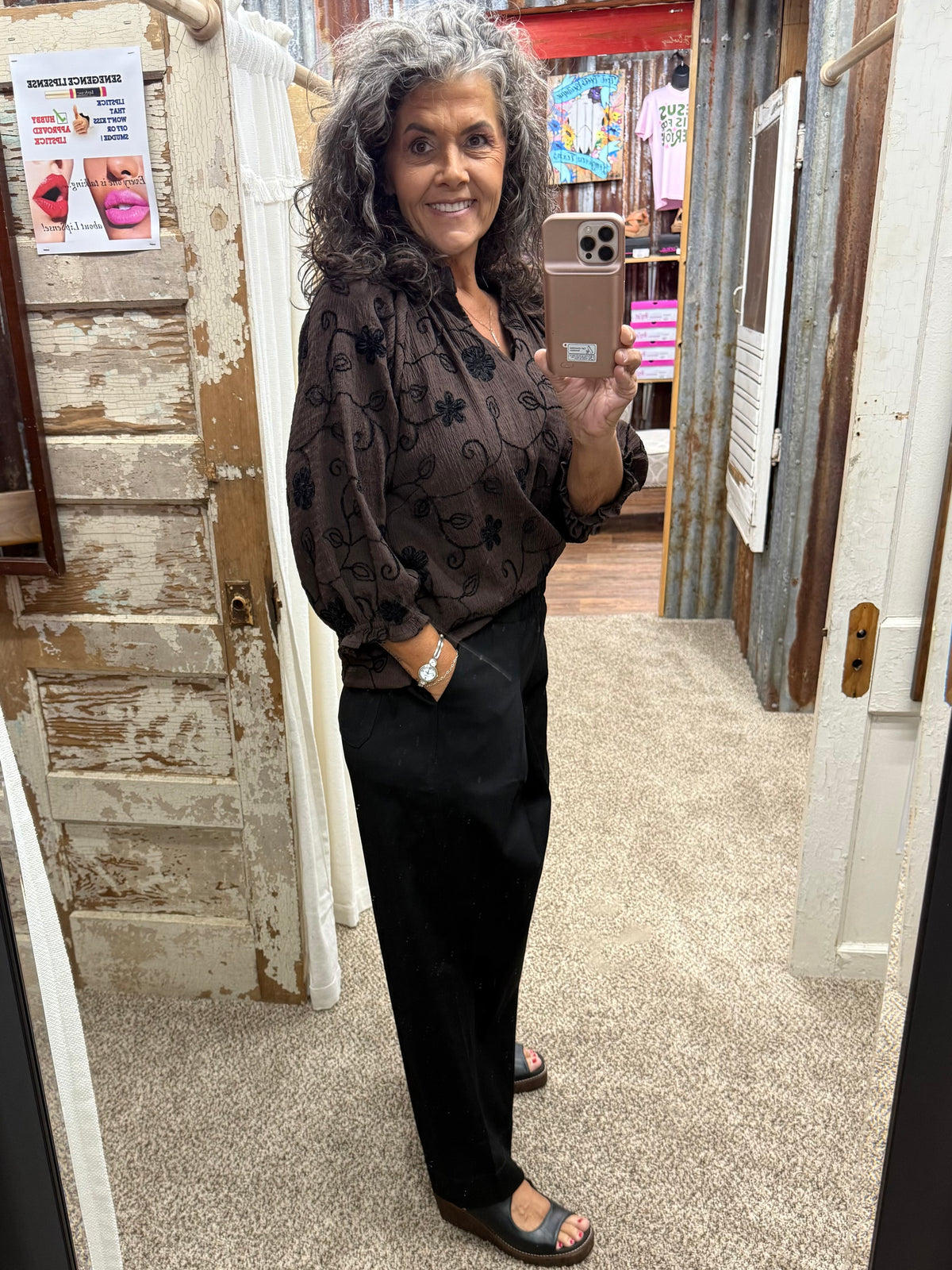 UMGEE Black Pull-On Wide Leg Pants with Elastic Waist