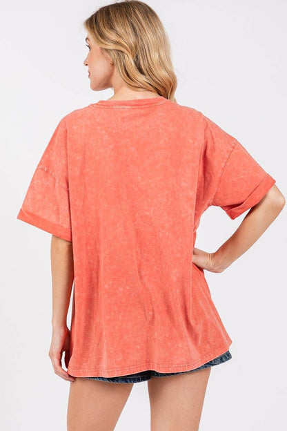 Dreamer Paradise Graphic S/S Mineral Washed Orange Tee