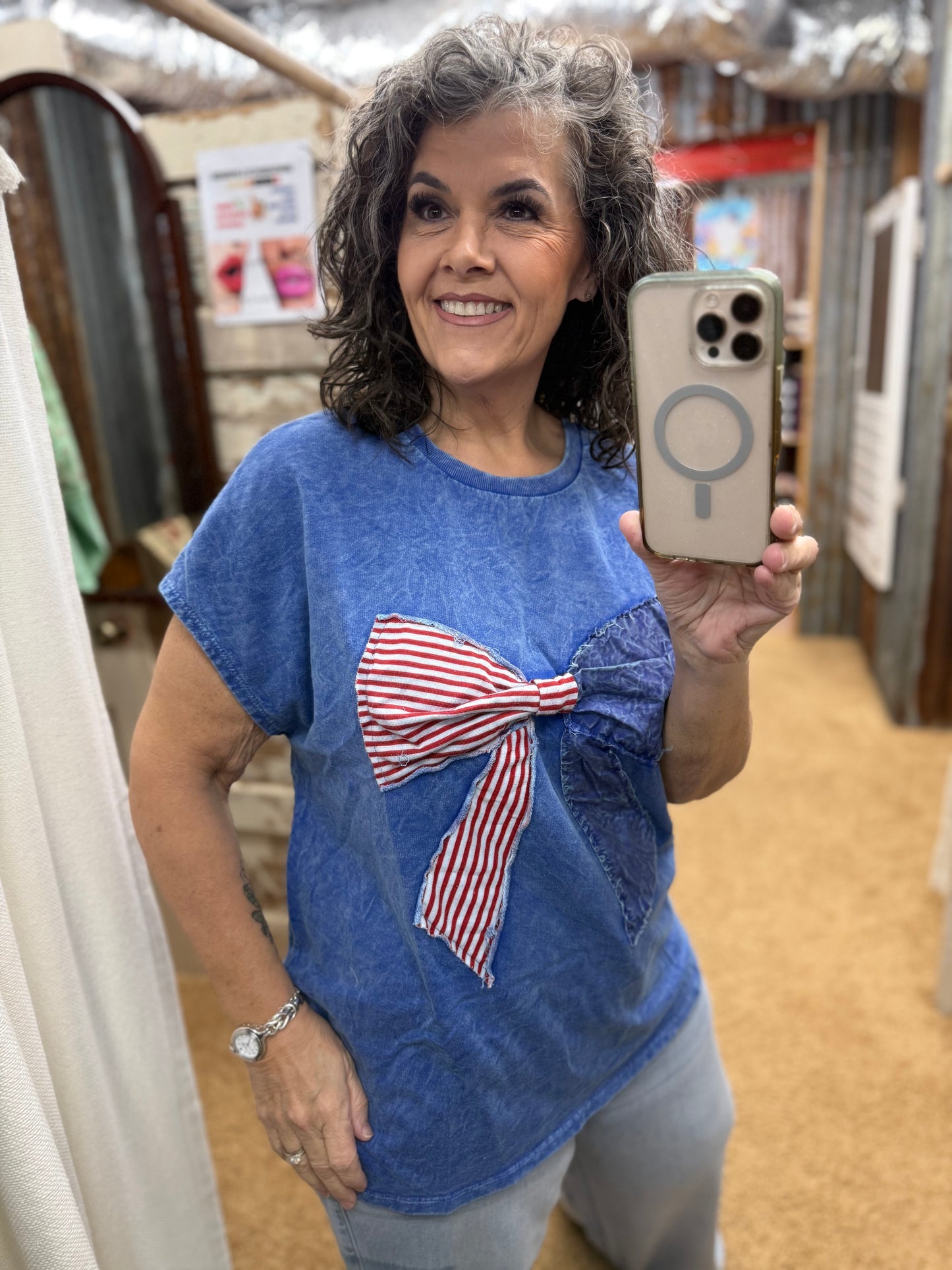 The Cobalt Blue Patriotic Bow Top