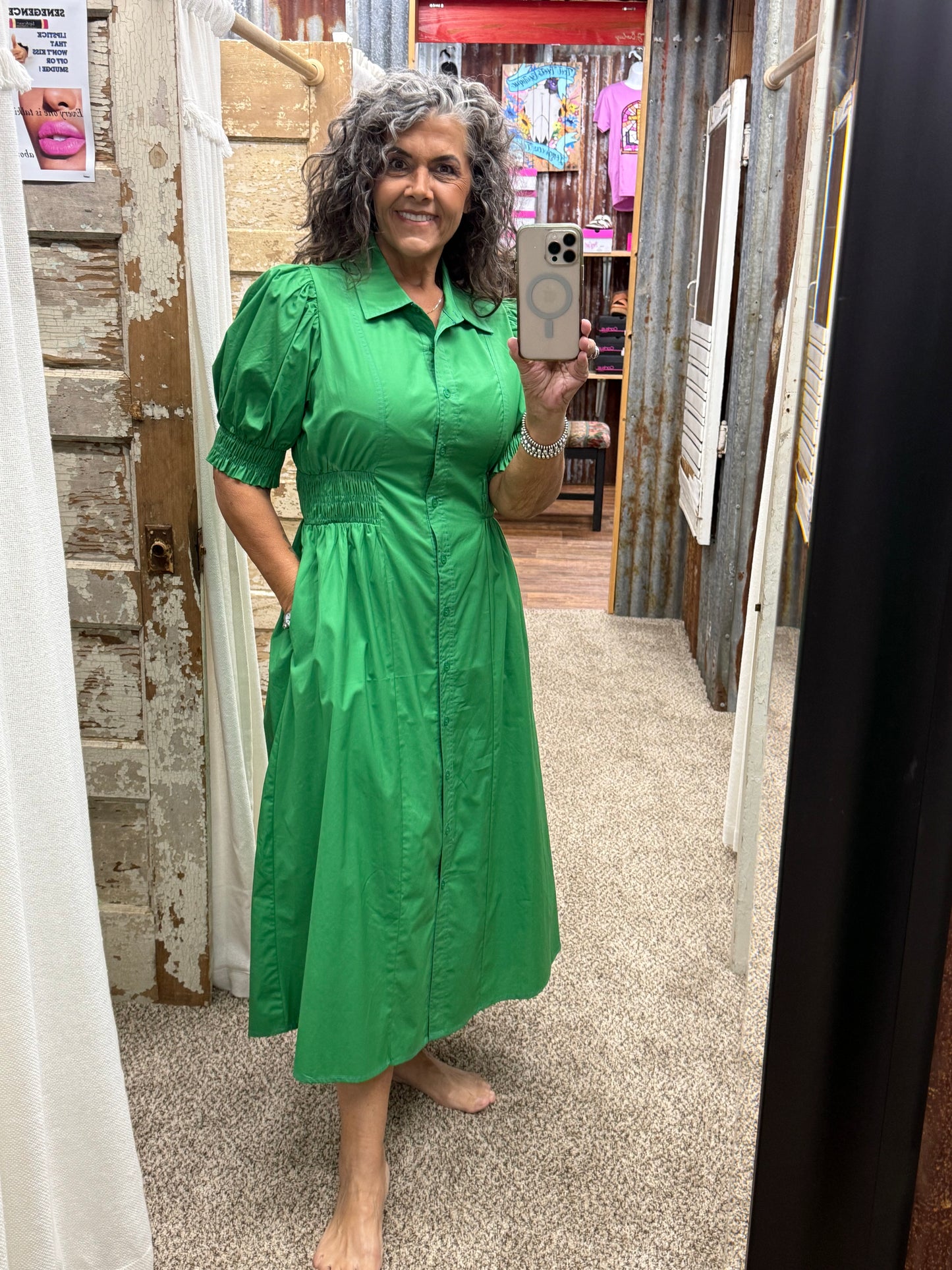 Kelly Green Midi Dress by Jodifl
