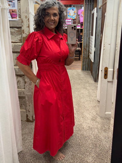 Red Midi Dress by Jodifl