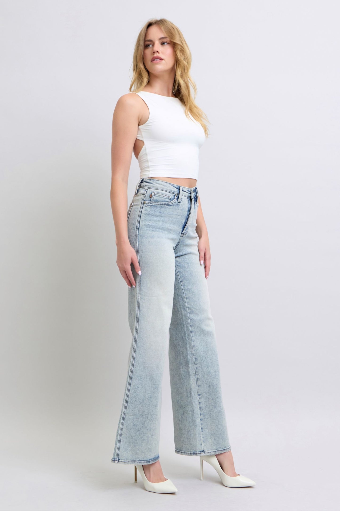 Judy Blue High Waist Tummy Control Retro Wide Leg Jeans 88867