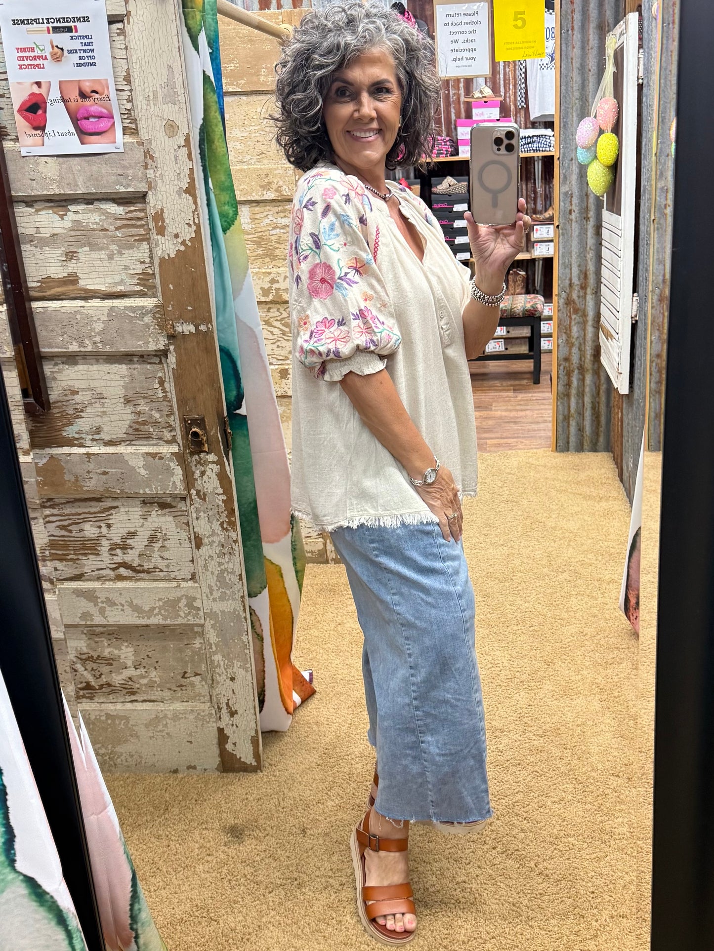 Oatmeal Embroidered Blouse