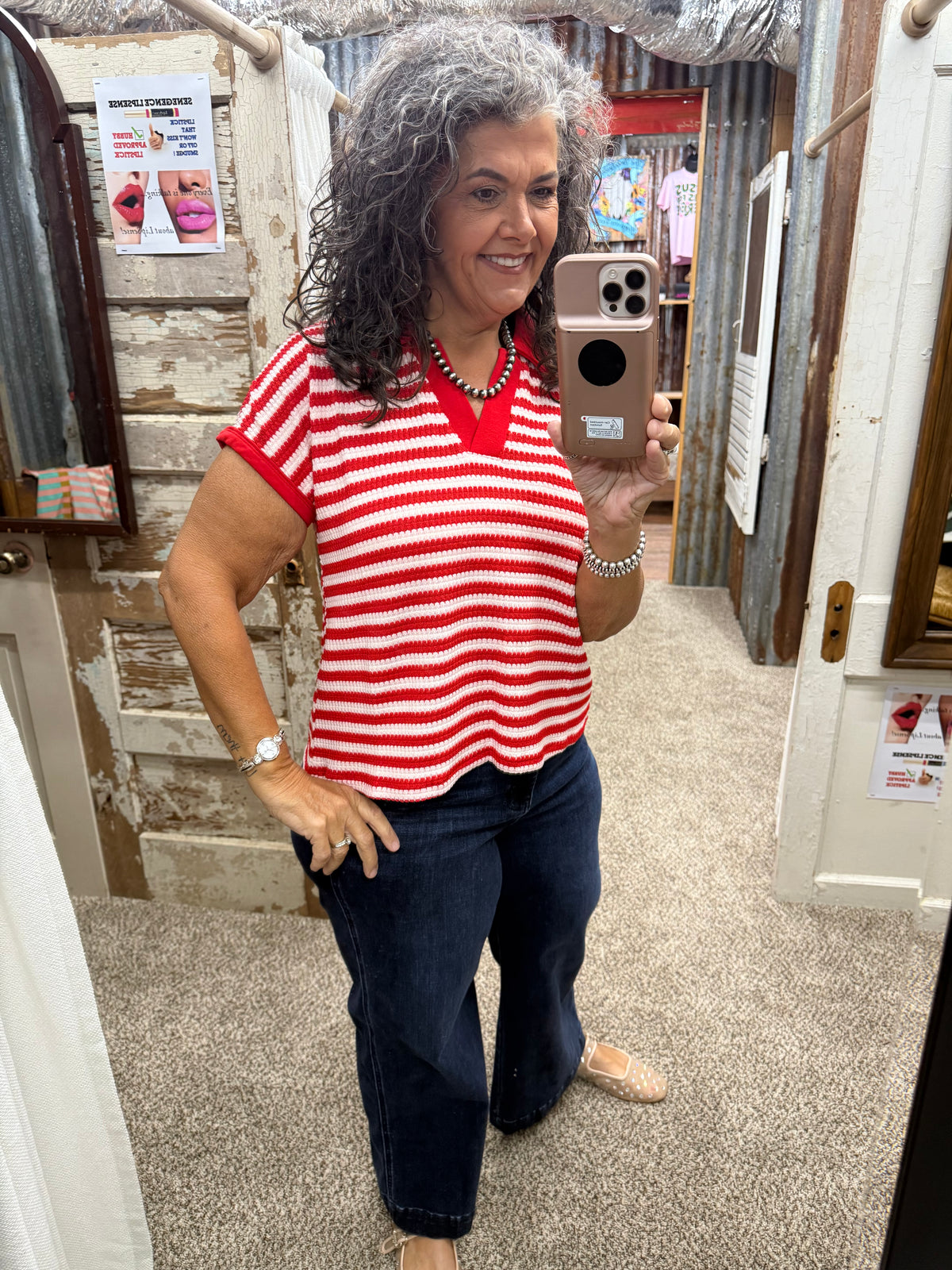 Jodifl Red Striped Blouse