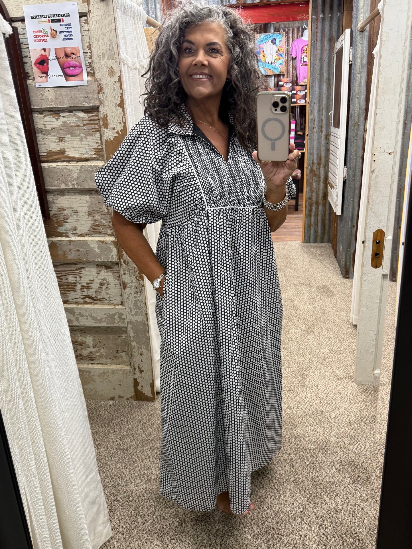 Black Polka Dot Midi Dress by Jodifl