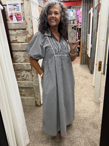 Black Polka Dot Midi Dress by Jodifl