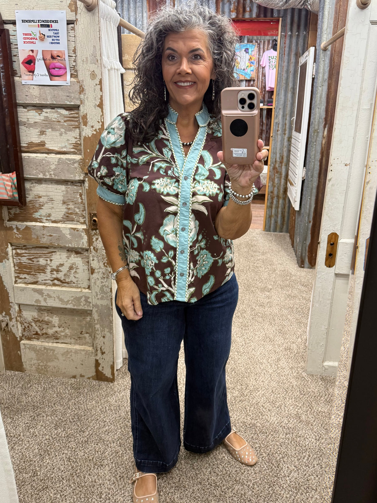 Entro Chocolate Puff Sleeve Top