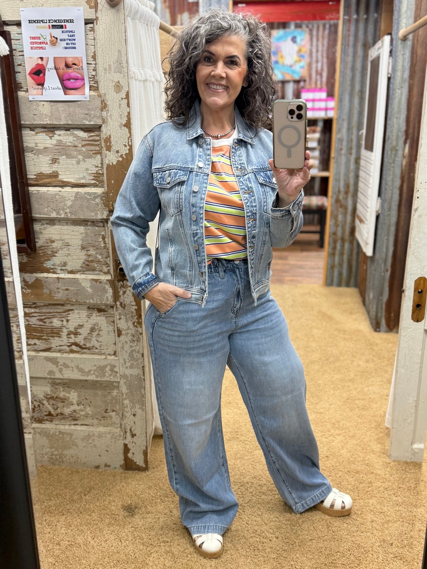 Striped Short Sleeve Relaxed Fit Knit Top: APRICOT COMBO