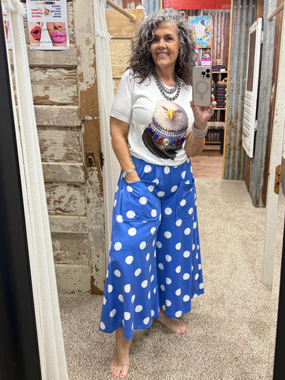 Blue Polka Dot Pull-on Pants