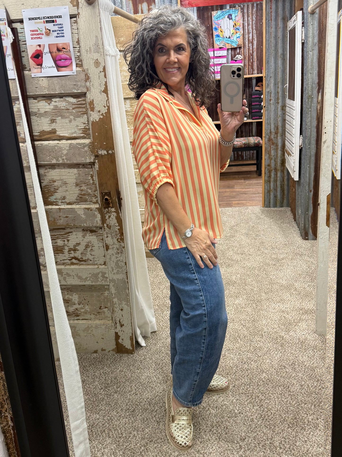 SLOAN STRIPED SUNKISSED BLOUSE