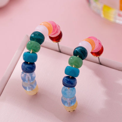 Rainbow Beaded Hoop Earrings | 80E61634: MULTI