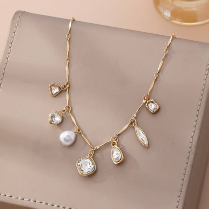 CHARM NECKLACE-MULTI STYLE RHINESTONE CHARM | 80N92685: GOLD