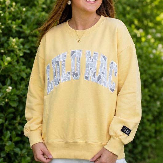 LULU MAC BUTTER/CAMO SWEATSHIRT