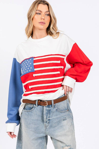 4TH OF JULY FRENCH TERRY AMERICAN FLAG SWEATSHIRT