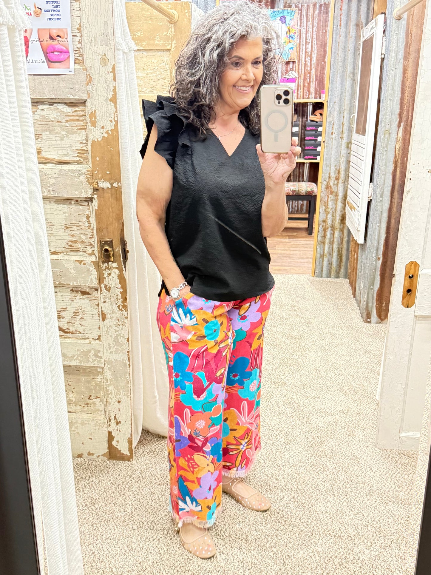 UMGEE TeaBerry Floral Print Wide Leg Pants