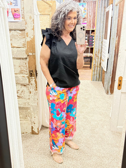 UMGEE TeaBerry Floral Print Wide Leg Pants