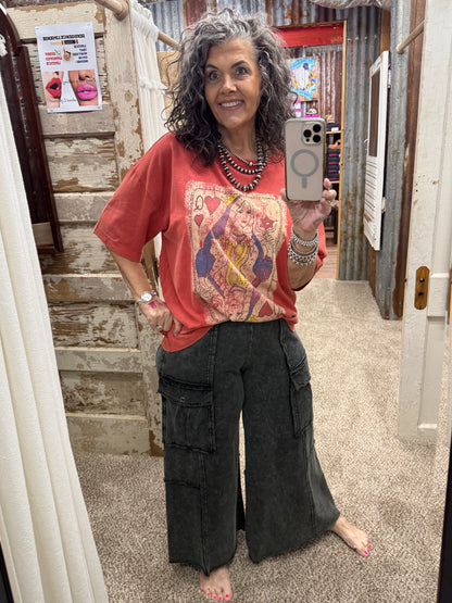 Queen of Hearts WASHED BOXY TOP
