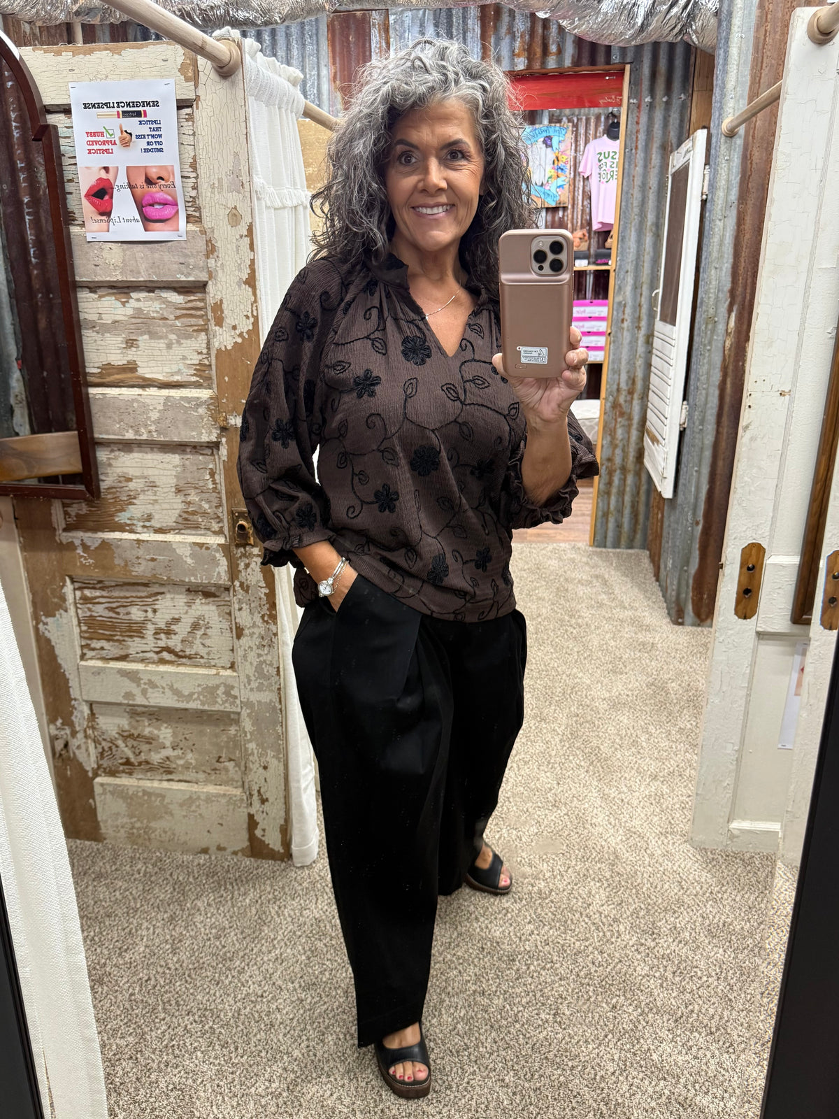 UMGEE Black Pull-On Wide Leg Pants with Elastic Waist