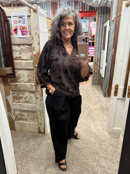UMGEE Black Pull-On Wide Leg Pants with Elastic Waist