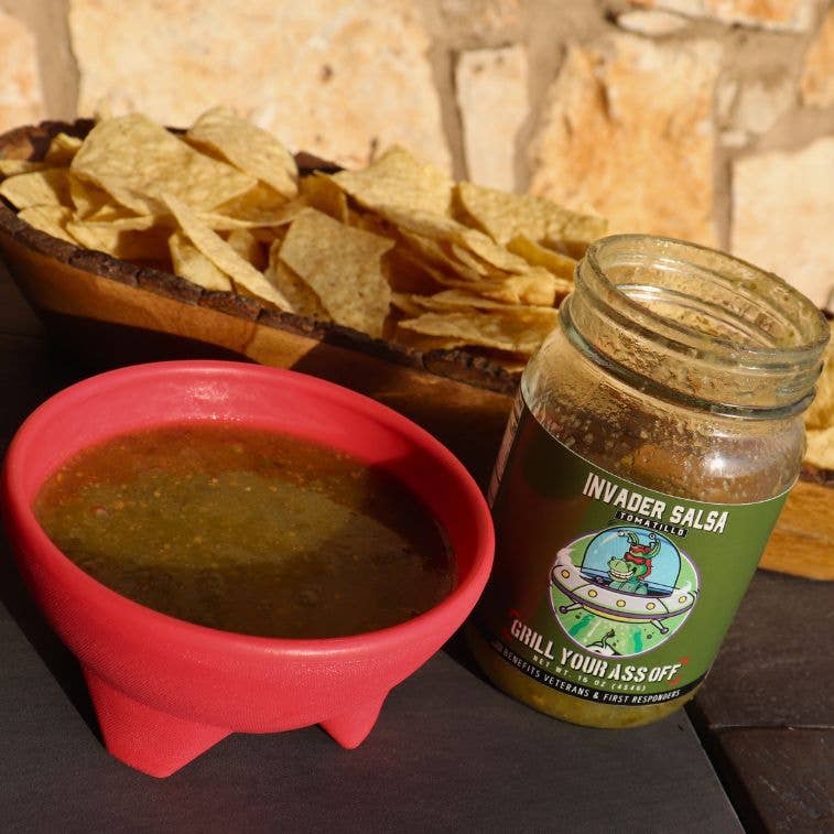 Invader Tomatillo Salsa - organic mild onion garlic spice