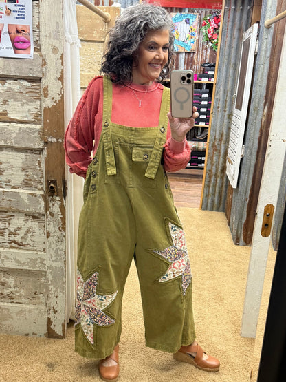 Patchwork Adjustable Strap Bib Overalls