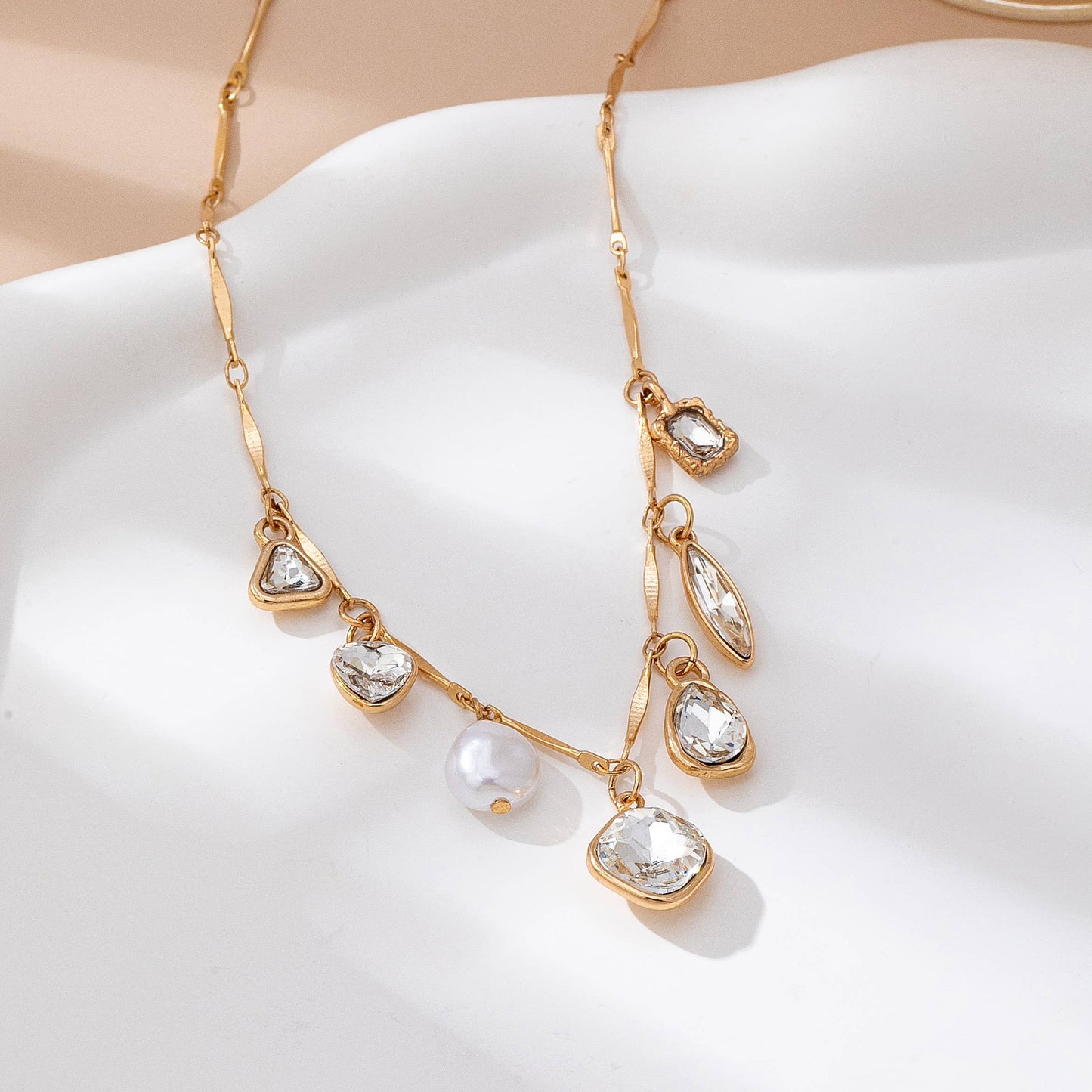 CHARM NECKLACE-MULTI STYLE RHINESTONE CHARM | 80N92685: GOLD