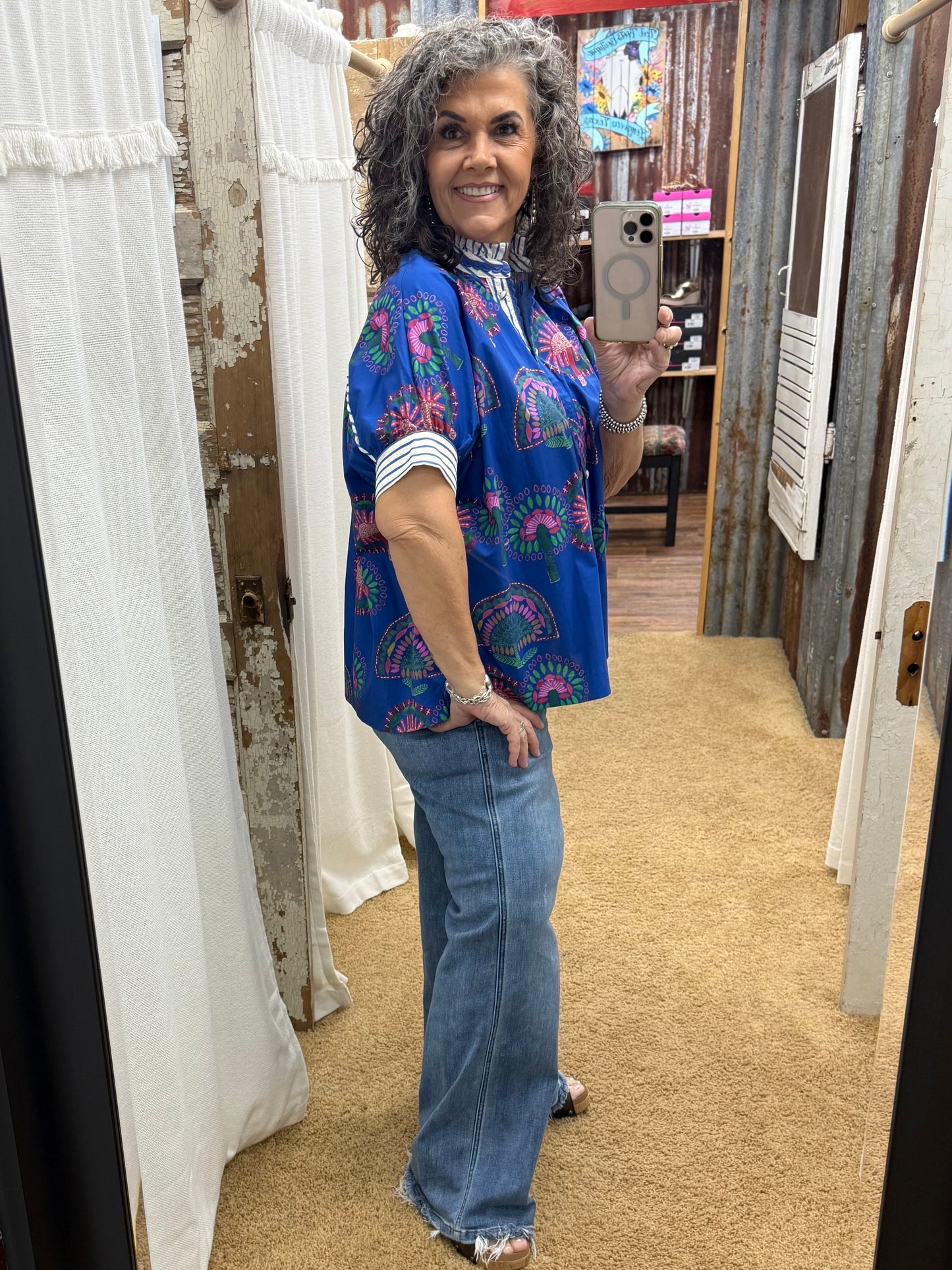 Blue Abstract Blouse