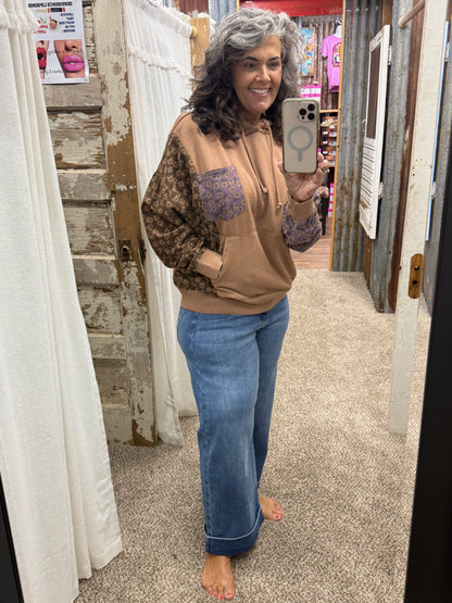 Mocha Washed Pullover Hoodie Sweatshirt by Easel