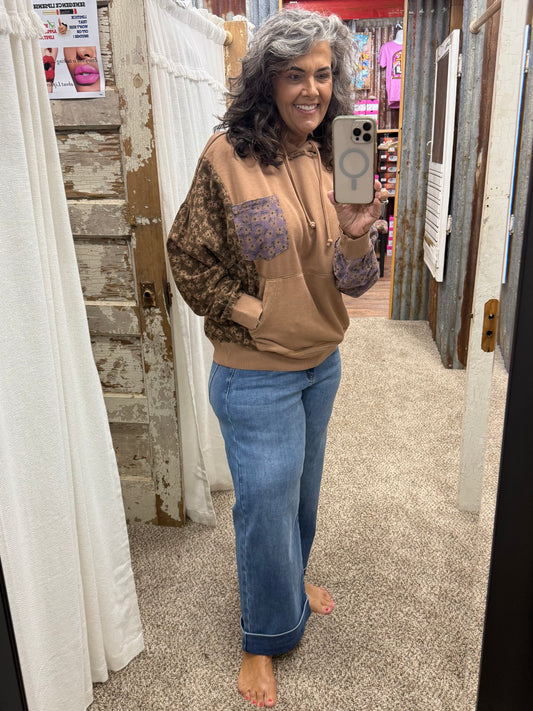 Mocha Washed Pullover Hoodie Sweatshirt by Easel