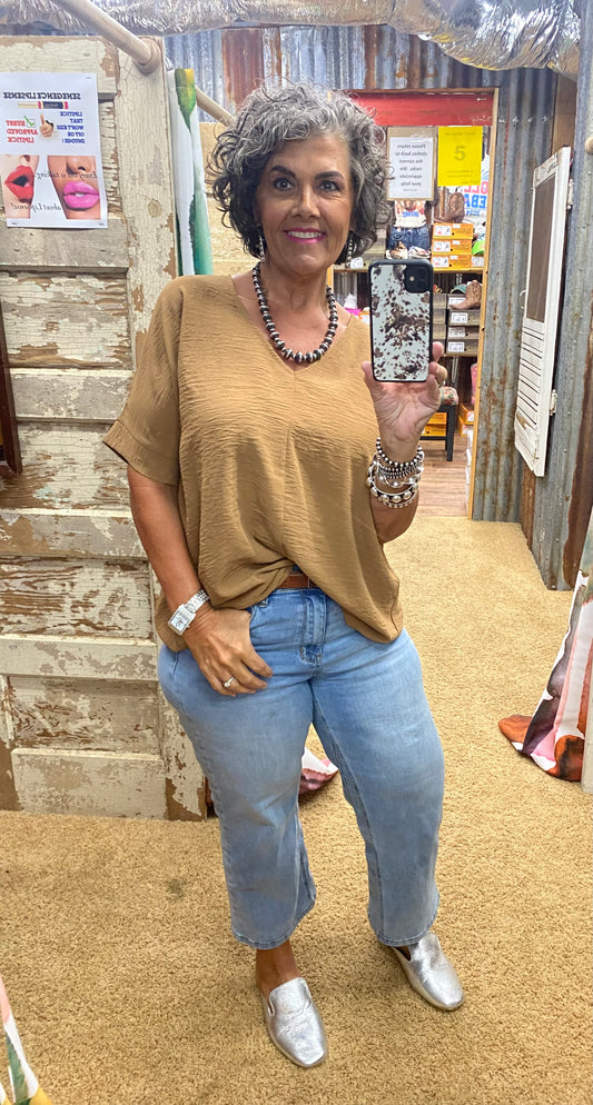 Flagstone Rush Camel Boxy Top