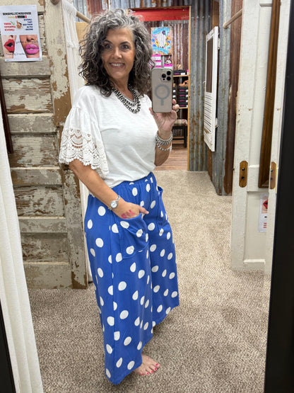 Blue Polka Dot Pull-on Pants