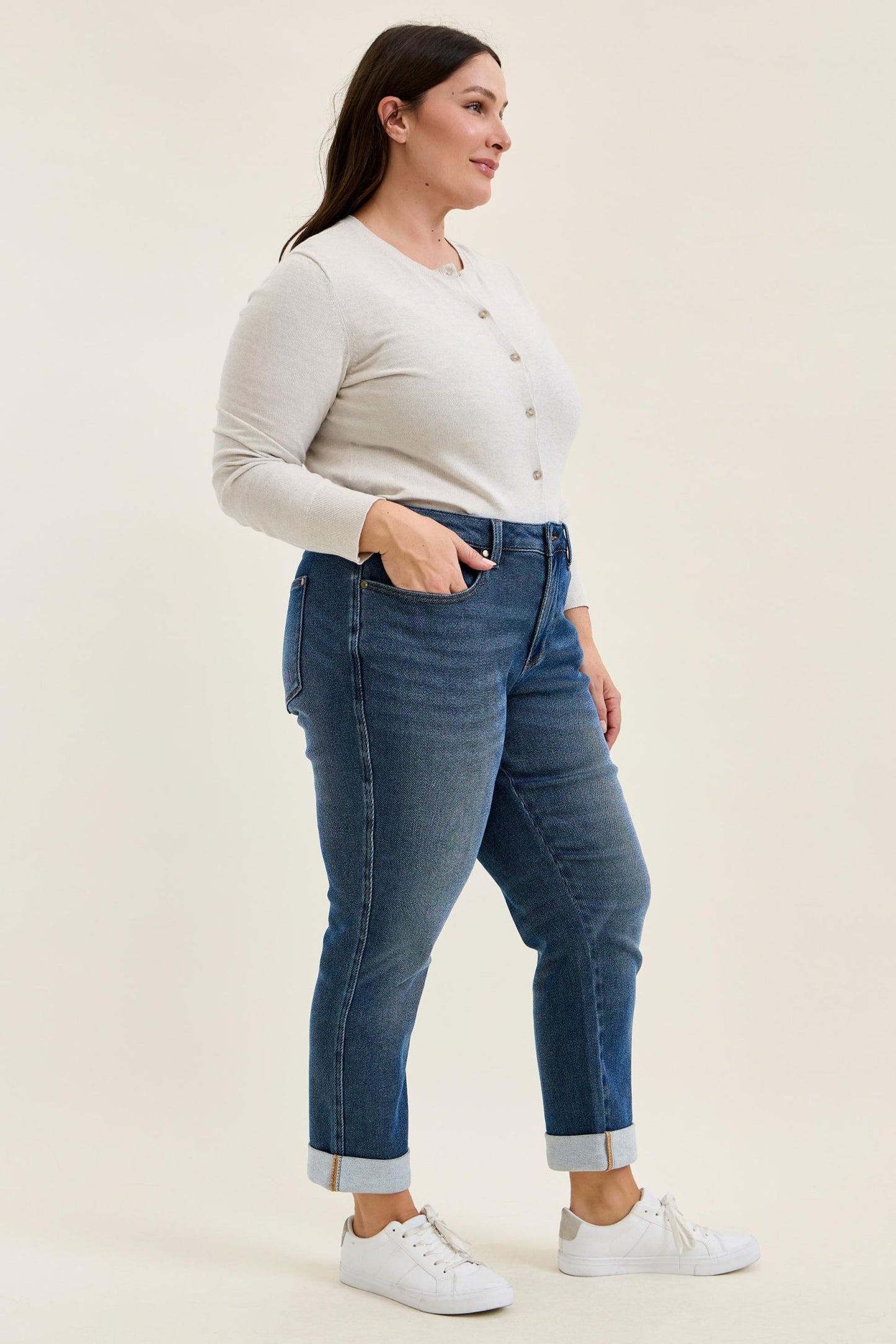 Judy Blue MR BILLIE Boyfriend DK Cozy Indigo Jeans (Knit Indigo) 881126