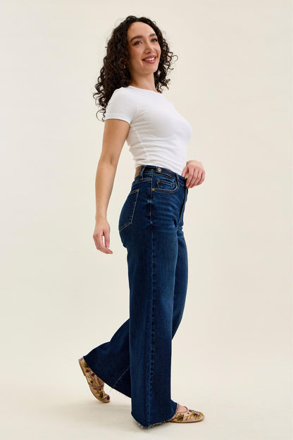 Judy Blue HW Petite Retro Wide w/ Adjustable WB Tabs + Raw hem 881114 PT