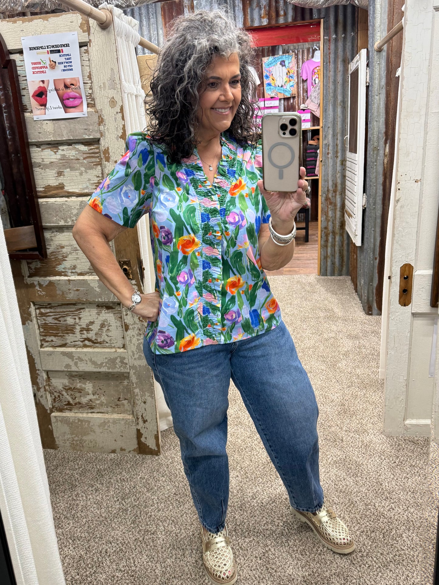Blue Floral Top