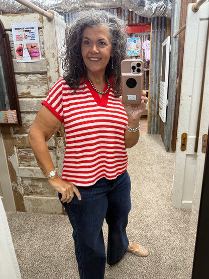 Jodifl Red Striped Blouse