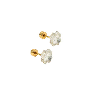 LINNY CO Flat Back Screwback Stud Earrings Lux - Candy Clover Clear