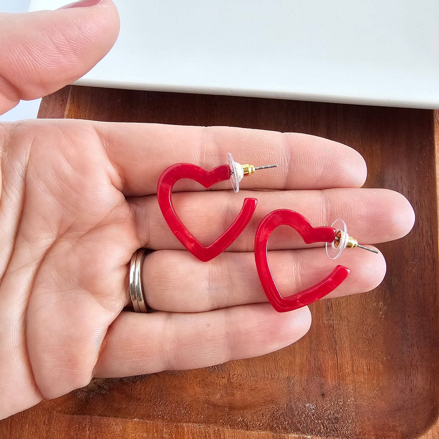 Mini Heart Hoops - Red