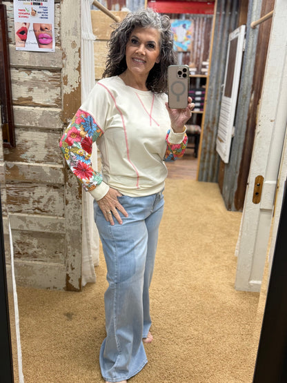 Coral Floral Pullover Top