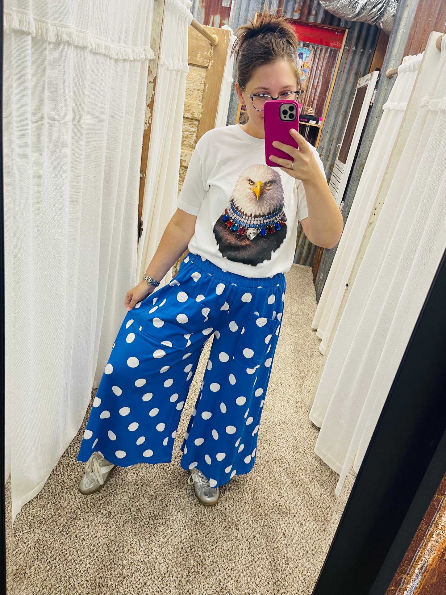 Blue Polka Dot Pull-on Pants