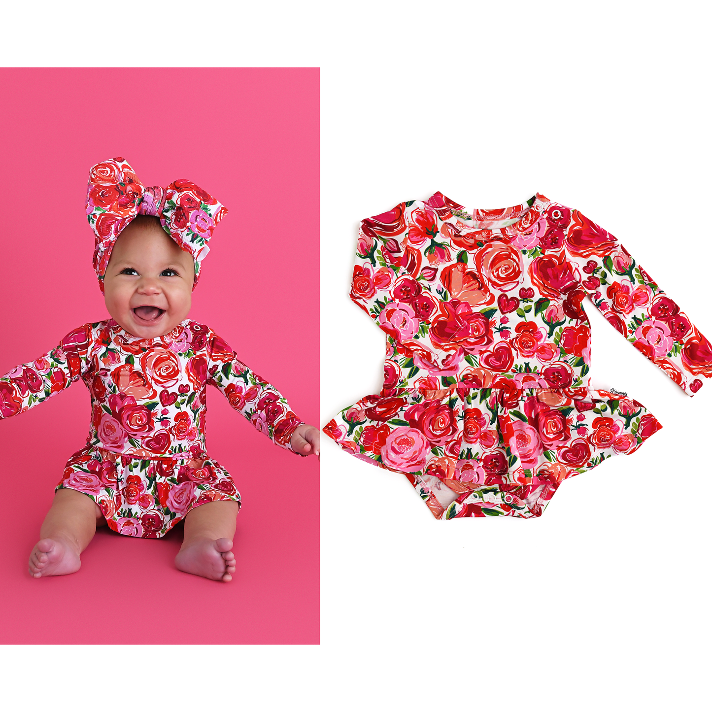 Rose Tutu Baby Dress Bamboo Outfit Valentines Day