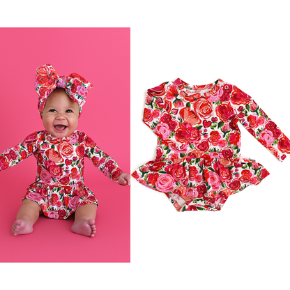 Rose Tutu Baby Dress Bamboo Outfit Valentines Day