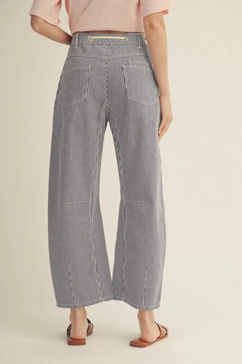 Denim Pin Stripe Barrel Pants