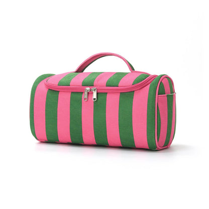 Cherry Color-block Striped Hair Tool Storage Bag Travel Carry Case