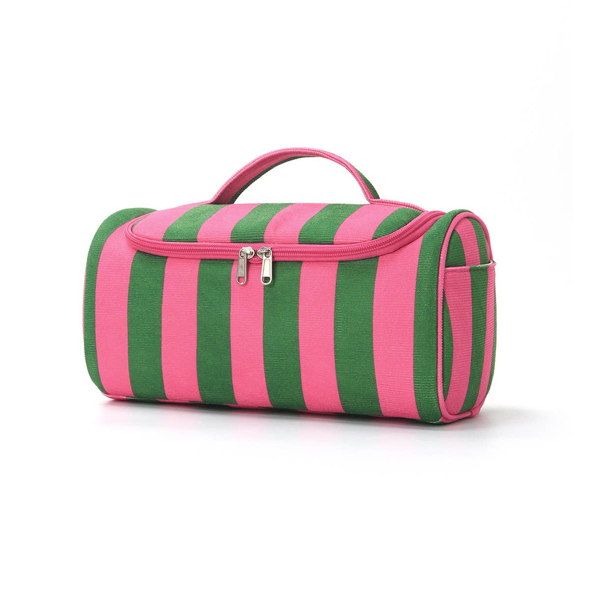 Green Rose Color-block Striped Hair Tool Storage Bag Travel Carry Case