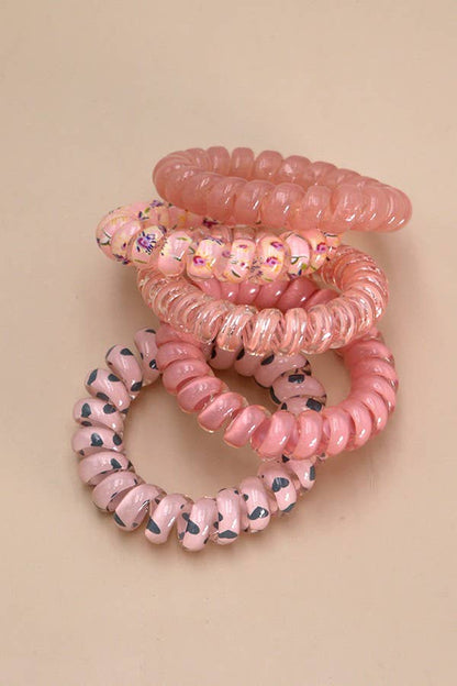 MIX SOLID FLOWER CHECKER ANIMAL HAIR  COILS 5 ASST PINK