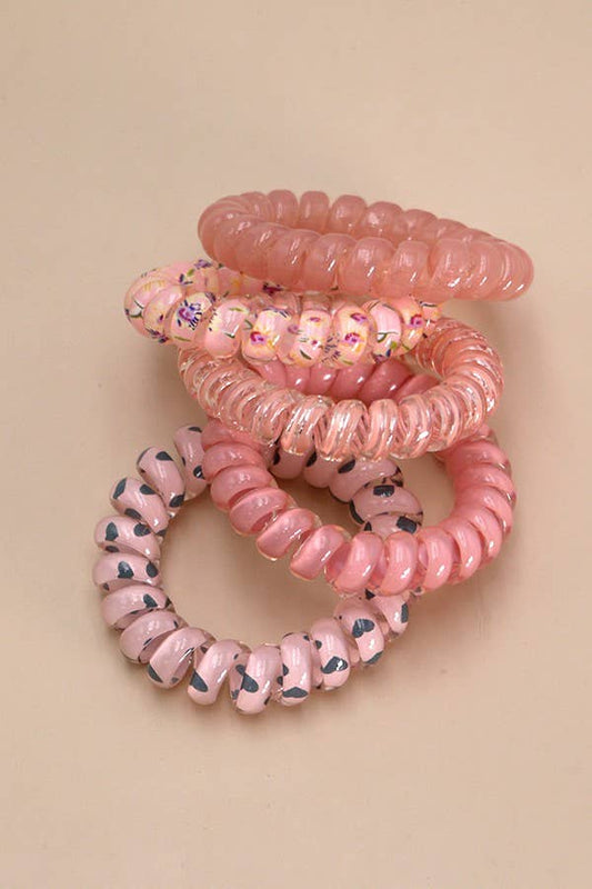 MIX SOLID FLOWER CHECKER ANIMAL HAIR  COILS 5 ASST PINK